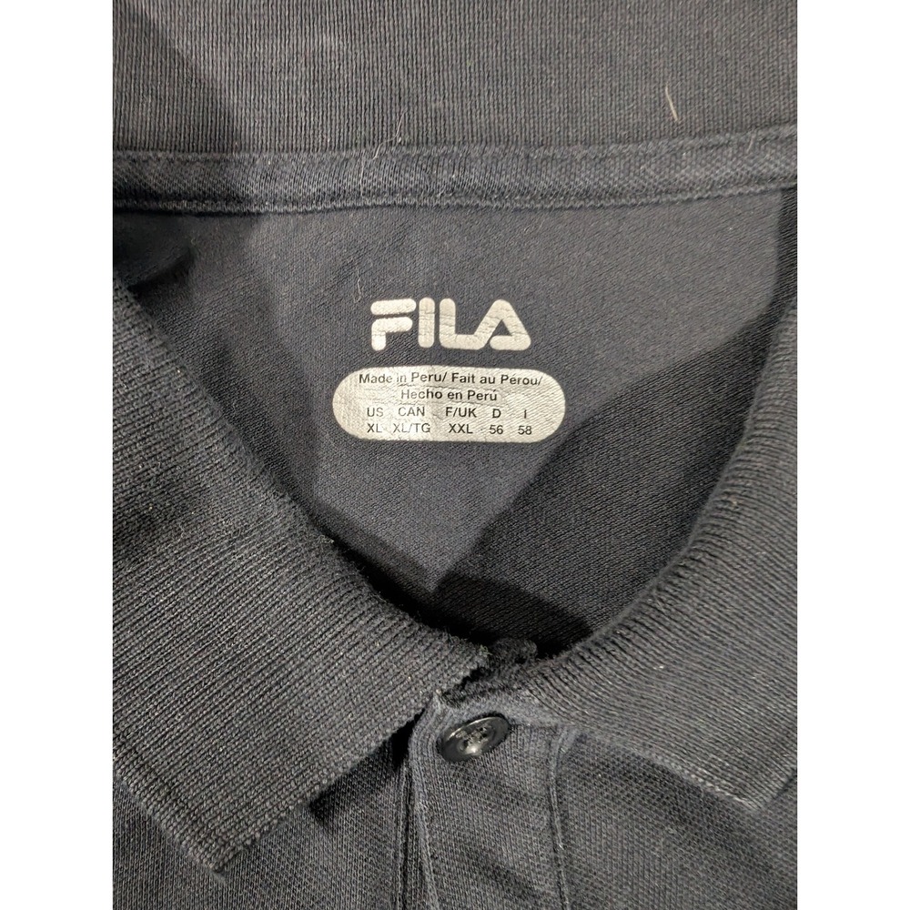 Fila Mens Pima Cotton Blend Short Sleeve Polo Shirt Black Size XL - Picture 3 of 7